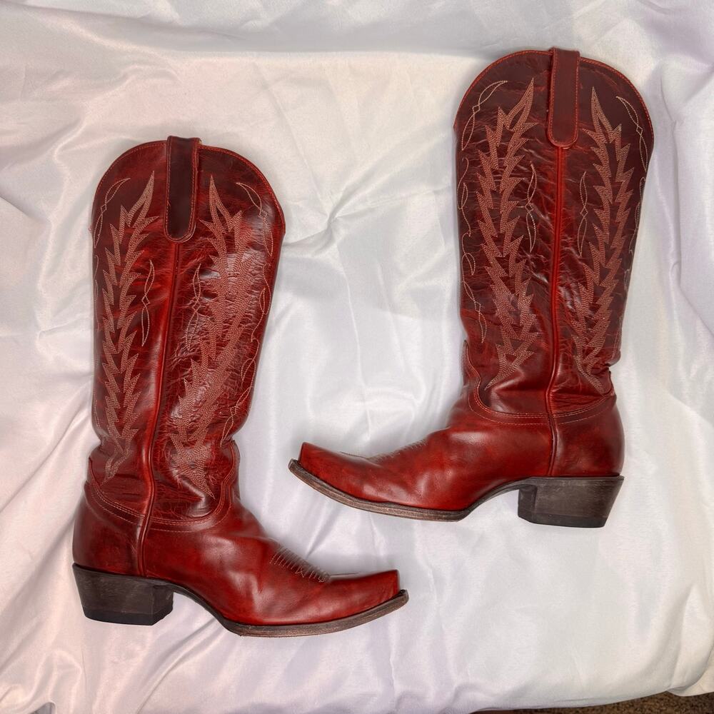 Western Red Cavenders Leather Boots 8M
